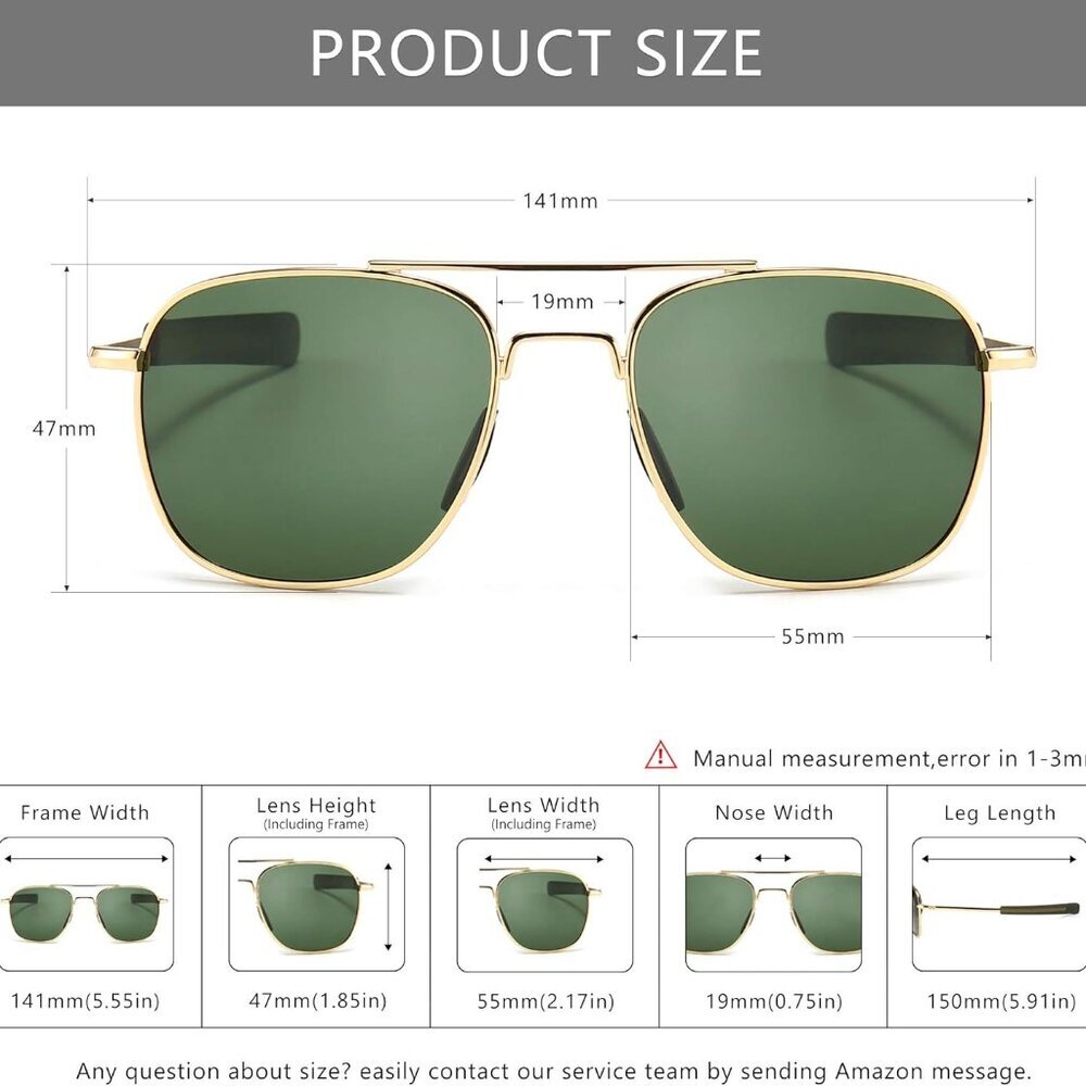 Men's Military Style Polarized Pilot Aviator Sunglasses Bayonet Temples - Picture 5 of 8